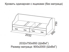 Кровать одинарная с ящиками (Без матраца 0,9*2,0) в Миньяре - minyar.магазин96.com | фото